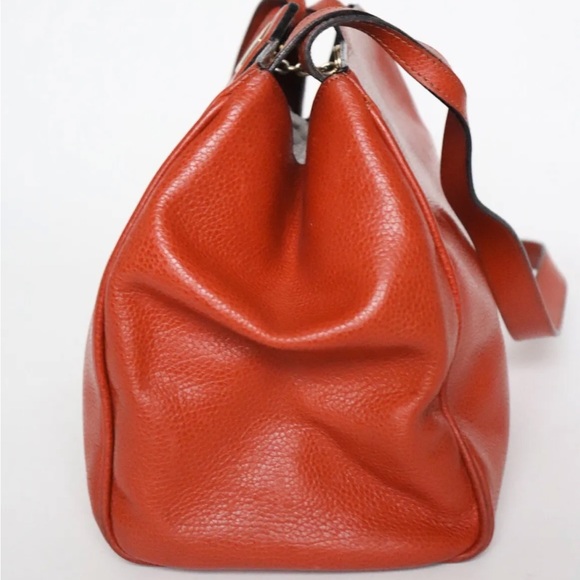 Perfect summer BAG - Vintage Orange Brown Leather bag. Made in France. - Picture 5 of 9